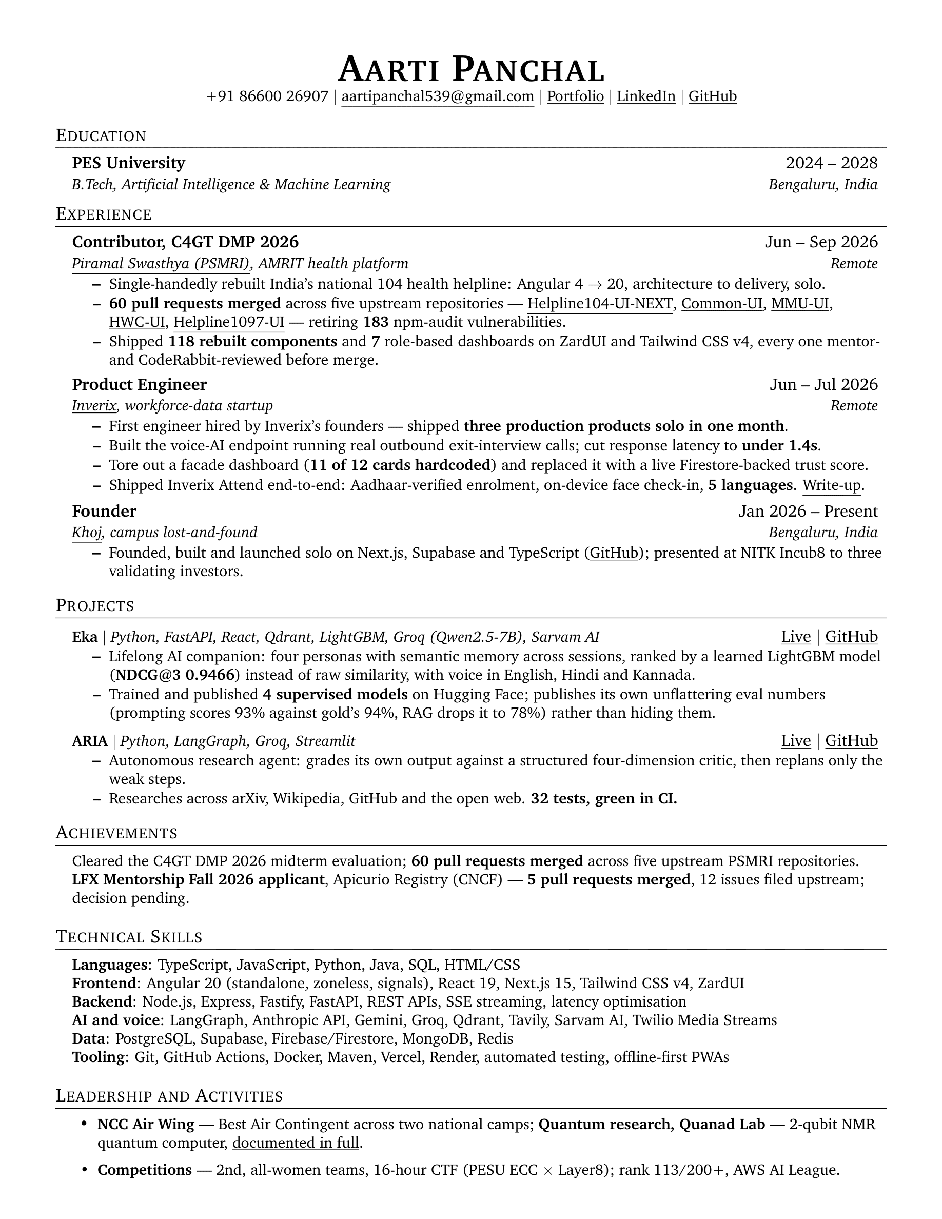 Aarti Panchal resume